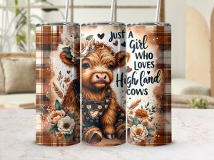 Highland Cow Tumbler 20oz Just a Girl who loves Highland Cows Coffee cup