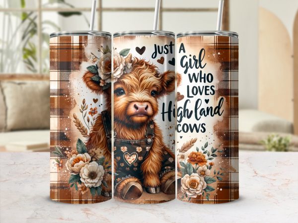 Highland Cow Tumbler 20oz Just a Girl who loves Highland Cows Coffee cup